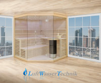 Finnische Sauna aus Lindenholz mit Glasfront Modell...